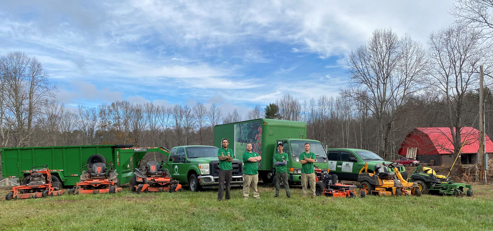 Beautifully maintained North Georgia mountain landscape with lush green lawn and mature trees