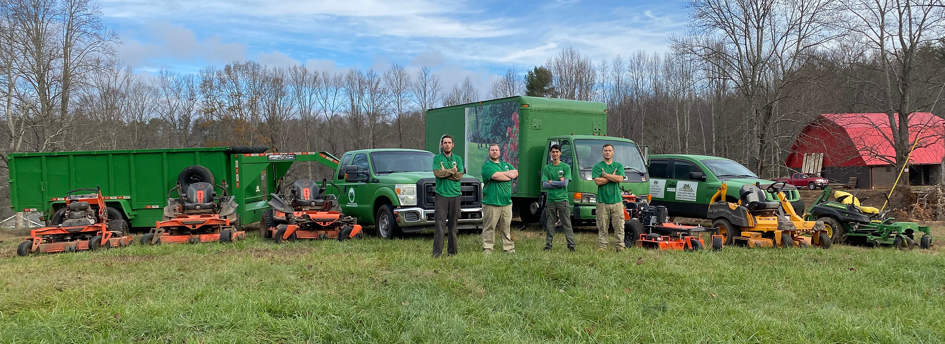 The Dahlonega Landscaping team together on a job site